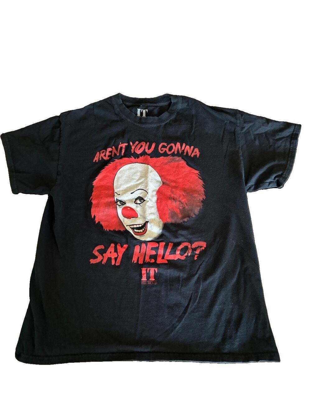 Pennywise IT “Aren’t You Gonna Say Hello?” Black T-Shirt, Size L